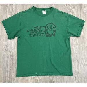 Only Chuck Norris Can Prevent Forest Fires Graphic Print Tshirt Men’s Size M
